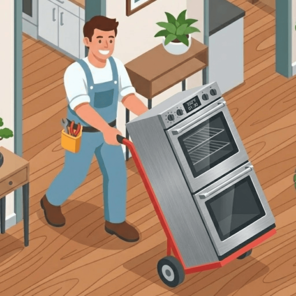 Technician installing appliance